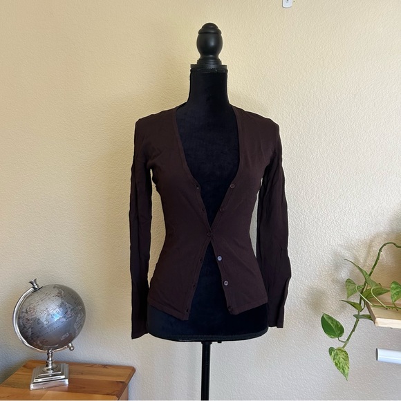 INC international concepts Brown Cardigan V Neck Button Up Sweater - Picture 1 of 16